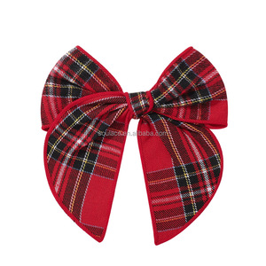 Horquillas con lazo de tela para niñas, accesorios para el cabello, horquillas con lazo de flores a cuadros para niños - Product Image 2