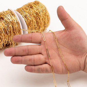 สร้อยคล้องกระดาษแบบโซ่ ดีไซน์ทันสมัย ชุบทอง 18K PVD สแตนเลส 304 สำหรับทุกเพศ ใส่ได้ทุกวัน |   สีไม่ซีดจาง ขายส่งจำนวนมาก - Product Image 4