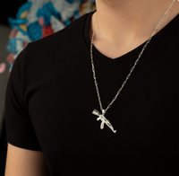 Collier pistolet mitraillette pendentif chaîne lien amant Kalachnikov pendentif cadeau pour lui fait à la main bijoux en gros