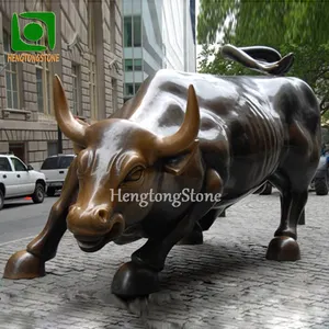 Factory Custom Famous Antique Life Size Casting Brass Wall Street Bull Sculpture