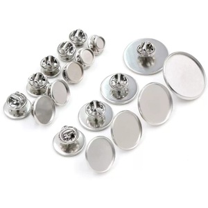 Base de plateau de réglage de broche en acier inoxydable Épingle de revers vierge Cabochon Badge Épingle <span class=keywords><strong>Lunette</strong></span> avec <span class=keywords><strong>papillon</strong></span> Retour Épingle d'embrayage Résultats - Product Image 4