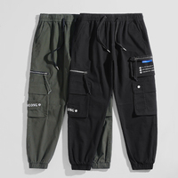 Pantalon cargo décontracté pour homme, 3% élasthanne / 97% coton, grande taille, multi-poches, durable, taille élastique avec cordon de serrage
