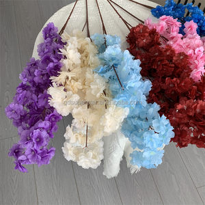 B-126 matrimonio fiore artificiale ciliegio finto fiore nuovo stile <span class=keywords><strong>Sakura</strong></span> 3 rami gambo singolo fiore di ciliegio 3 strati rosa scuro - Product Image 6