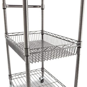 รถเข็นกลิ้งลวดสามชั้น28W x 16D x 39H แอนทราไซต์สีดำ - Product Image 6