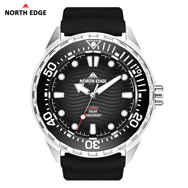 OEM North Edge TRITON Luxury Design 300m Deep Waterproof Diving Watch Men Sports Business Silicone Solar Energy Quartz Watch