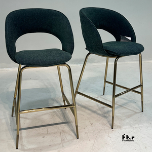 Customizable Dark Green <b>Bar</b> <b>Stools</b> Set Hollow Back Gold Metal Legs Wholesale for Hospitality - Product Image 6