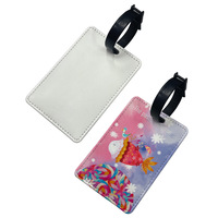 Conception personnalisée étiquette à bagage en cuir PU transfert de chaleur étiquette vierge imprimable par sublimation avec poche