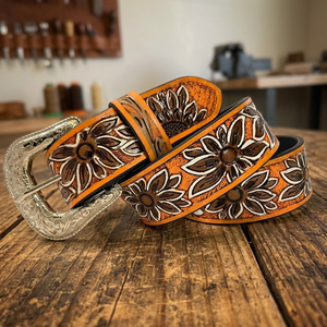 BS INTERNATIONAL Vintage Custom Length Engraved Cow Hide Leather Square Solid Pin Buckle <b>Belt</b> Stainless Steel Waterproof 3.8CM - Product Image 1