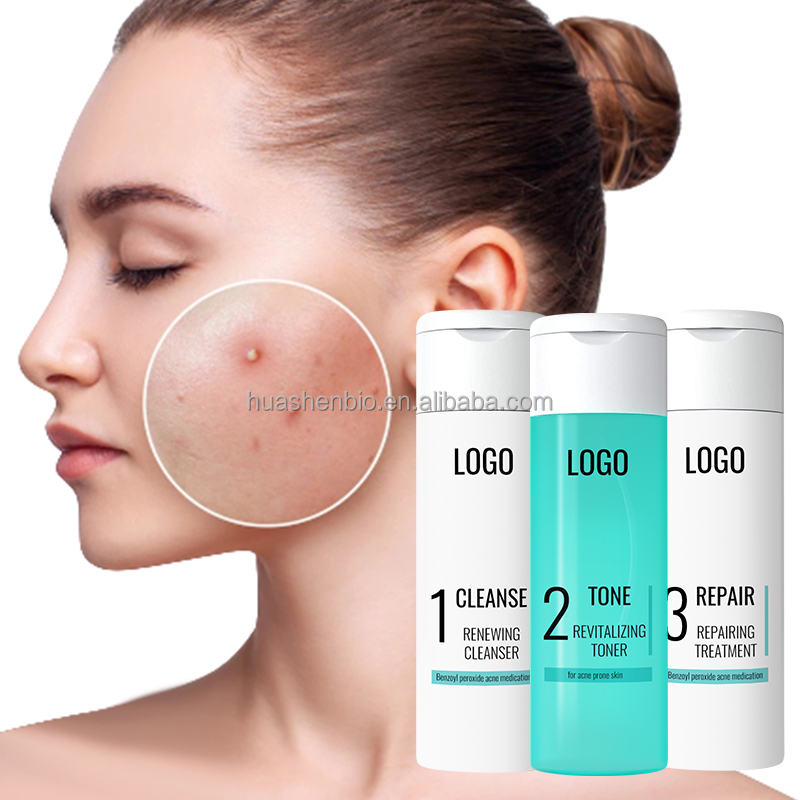 निजी लेबल लोगो मॉइस्चराइजिंग फेस केयर सौंदर्य किट कार्बनिक Whitening कोरियाई Toner चेहरे Cleanser मुँहासे क्रीम त्वचा की देखभाल सेट नई