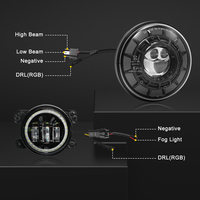 Kit phare à LED rond et antibrouillard DOT noir de 7 pouces avec anneaux halo RVB par APP Control Prise H4 à H13 pour Jeep Wrangler