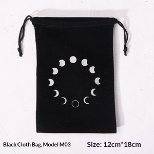 Bolsa de terciopelo Árbol de la Vida con bordado de luna y cordón para tarot, artículos de brujería, rituales de altar, dados y almacenamiento de joyas - Product Image 2