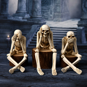 Halloween Skeleton Props Resin Decorations For Indoor Use Durable Skull Ornaments - Product Image 1