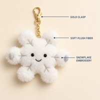 Porte-clés en peluche flocon de neige feuille d'érable mignon, breloque de sac, pendentif d'hiver, vente en gros personnalisée