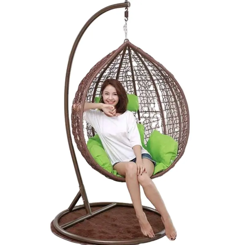 2022 Hot Selling Handwoven Egg Rattan Hanging Patio Swings Chair