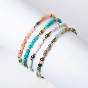 Bestone Fashion Unisex gioielli ematite pietra preziosa rotonda agata perline bracciali braccialetto di perle di pietra naturale di cristallo