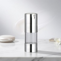 Flacon cosmétique sans air de luxe en argent avec pompe pour crème pour les yeux et sérum pour le visage 15 ml
