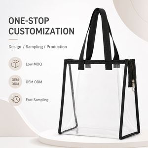 Sac fourre-tout transparent en PVC avec fermeture éclair, personnalisable, réutilisable, pour voyages, plage et événements - Product Image 3