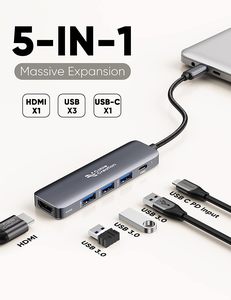 ฮับ USB-C hdmi คุณภาพสูง 5 in 1 5 พอร์ต พร้อมอะแดปเตอร์แปลง 3USB+PD+HDMI ชาร์จเร็ว ฮับ Type C มัลติพอร์ต - Product Image 2