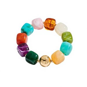 Handmade Mix Colour <b>Boho</b> Color Resin Beads <b>Bracelet</b> Elastic Handmade Jewelry Accessories for Women Wholesale - Product Image 1