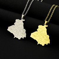 Collar con Colgante de Mapa de Arabia Saudita con Nombre de Ciudad en Acero Inoxidable, Nuevo y Moderno, para Mujer