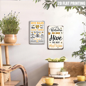 Letrero Metálico de Metal con Reglas para Colmenas, Bienvenido a Nuestra <span class=keywords><strong>Colmena</strong></span>, Decoración Rústica de Pared para Granja, Patio Trasero, Hogar del Apicultor, Cocina, Regalo para Colgar en <span class=keywords><strong>la</strong></span> Pared - Product Image 4