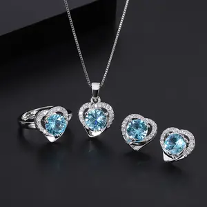Nuova collana di diamanti smeraldi orecchini con anello di lusso per feste Set di gioielli raffinati per donne regalo di anniversario
