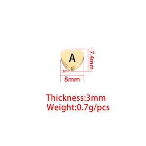 Colgante de Acero Inoxidable Pulido a Espejo con Forma de Corazón y Letra del Alfabeto A-Z |   Dijes con Iniciales del Alfabeto Chapados en Oro de 18K - Product Image 6
