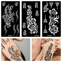 Autocollants de tatouage au henné à l'extrait de jus de fruits, pochoirs ajourés pour aérographe pour bras, art corporel, fête, Halloween, logo en papier Xuan noir