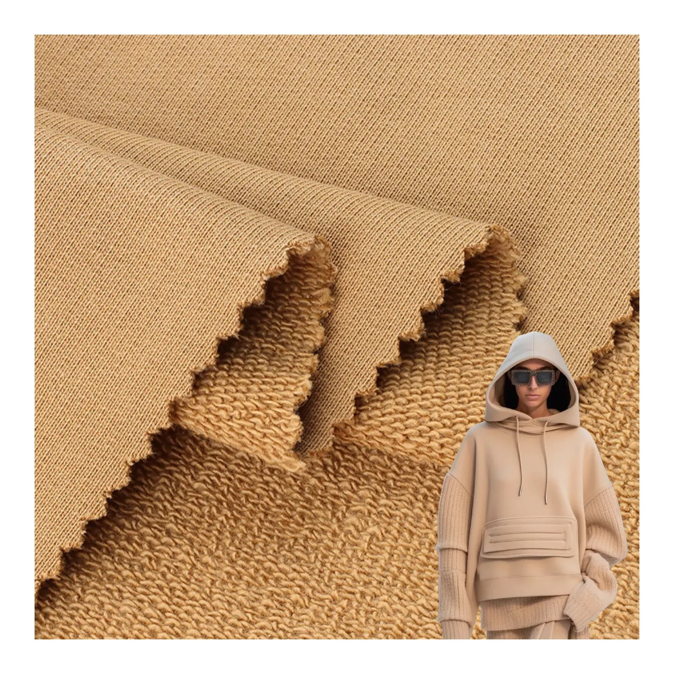 Manufacturers 480gsm Heavyweight French Terry Hoodie Textile Raw Material Organic 100% Cotton Knit French Terry Fabric
