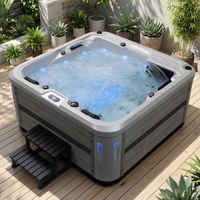 Baignoire Spa Moderne en Acrylique à Commande Balboa avec 40 Jets, Autoportante, Extérieure, pour 4 Personnes, avec Ozone, Idéale pour Hôtels