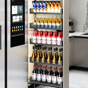 Grand panier monstre coulissant pour meuble haut de cuisine, organisateur de rangement pour espaces entre armoires et réfrigérateur, pour collations et ustensiles - Product Image 2