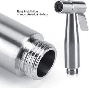 Juego de bidé de acero inoxidable de fábrica, pulverizador vertical moderno de níquel cepillado, rociador de mano fácil de usar para baño - Product Image 3