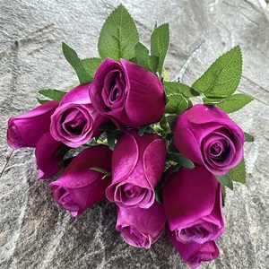 Fiori di alta qualità centrotavola per la casa artificiale teste di fiori 9 boccioli di rosa piccoli - Product Image 6