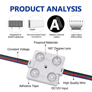 CE UL ROHS SMD5050 0.72W แพ็ก DC12V 200โมดูลไฟ LED แบบ4 IP65แบ็คไลท์โมดูลไฟ RGB LED สำหรับป้ายตัวอักษรช่อง - Product Image 5