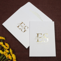 Gran oferta, folleto de tapa dura personalizado, Suite de invitación de boda con cubierta de iniciales de lámina dorada, sobre, bolsillo RSVP
