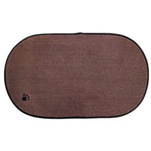 Pet Feeding <b>Mat</b> Oval 33x54cm Absorbent Non-Slip For <b>Cats</b> And Dogs Solid Brown Fabric Four Seasons Use - Product Image 1