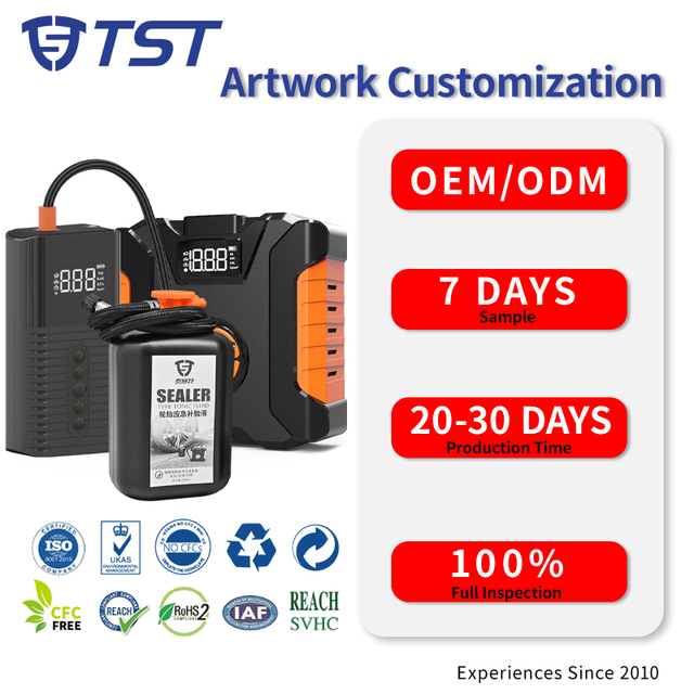 TYRESEALANT OEM Hot Sale Tire Inflator and Sealant Kit with Cordless/Corded Digital Inflator for Tubeless Tires Car Tool