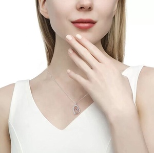 Collier pendentif cœur en argent sterling 925 avec fleurs en zircon et chaîne, bijoux cadeau pour femmes, vente en gros 2026 - Product Image 6