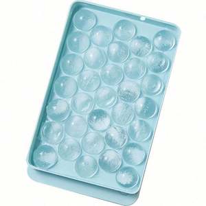 RAYBIN Bac à glaçons et à boules de glace en PP de qualité alimentaire, écologique, 33 cavités, avec couvercle et pelle pour congélateur - Product Image 1
