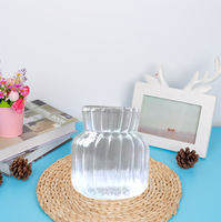 Vente en gros personnalisé centre de table de mariage soufflé à la main en cristal clair grand vase rond en verre à fleurs