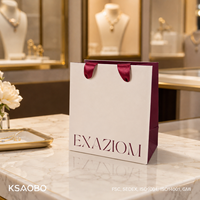 Boîte à bijoux en papier avec logo personnalisé de luxe, ensemble avec sac en papier, boîte cadeau en velours bordeaux pour bague, boucles d'oreilles, collier, pour boutique, vente en gros