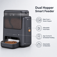 Distributeur automatique de nourriture pour animaux de compagnie USMILEPET Dual Hopper Smart Feeder WiFi 3L Plus 2L pour chats et petits chiens, contrôle par application, double alimentation