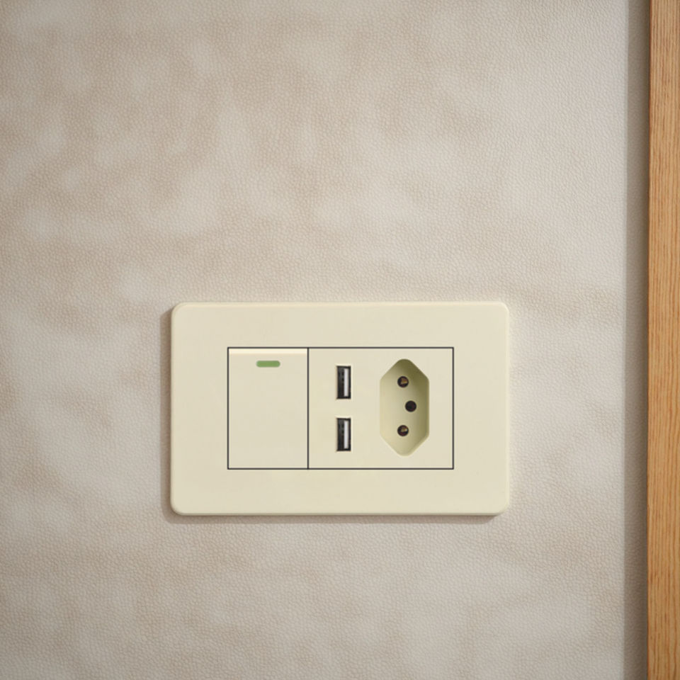 VNX Factory Supply 16A WallDouble Standard Power Socket Dual Ports Usb Charger Panel Brazil Switch Socket Wall