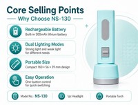 Lampe torche LED compacte rechargeable par USB, haute luminosité, longue portée, mini lampe de poche, corps en ABS durable, utilisation en camping, en cas d'urgence, indice de protection IP20