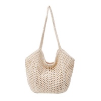 Nouveau sac fourre-tout décontracté de plage, en polyester tressé à la main, grande capacité, design ajouré, collection Printemps 2024, ouvert