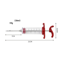Kit d'injecteur de viande en acier inoxydable de 30ml en plastique pour barbecue seringue d'injecteur de marinade avec aiguille de dinde pour une utilisation dans la cuisine à domicile