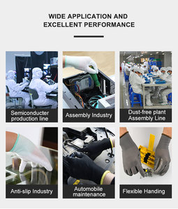 Logo personalizzato all'ingrosso CE EN388 Black PU guanti di <span class=keywords><strong>sicurezza</strong></span> peso leggero Nylon pu palm guanti Guantes De Trabajo pu guanti - Product Image 6