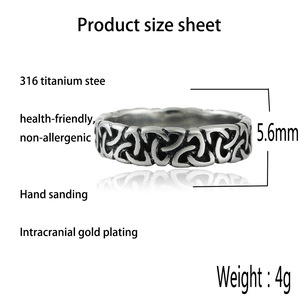 European Style Titanium Steel Viking <b>Ring</b> Geometric Pattern Men's Punk Jewelry Size 28 - Product Image 4