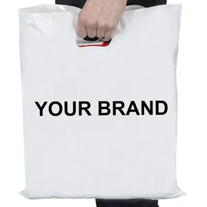 Bolsa de plástico plegable con asa troquelada para guardar regalos, bolsa de almacenamiento reutilizable con logotipo personalizado, para tienda de Boutique