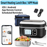 Boîte à lunch chauffante électrique rechargeable intelligente 1,5 L avec contrôle par application mobile, chauffe-plat portable sans eau pour voiture et utilisation en extérieur